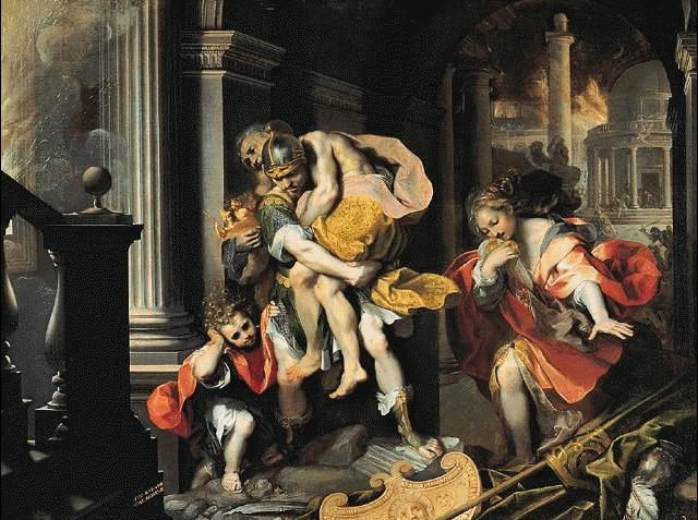 Eneas huyendo de Troya.